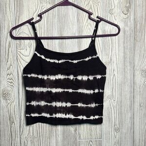 American eagle women’s small adjustable straps crop top black with white